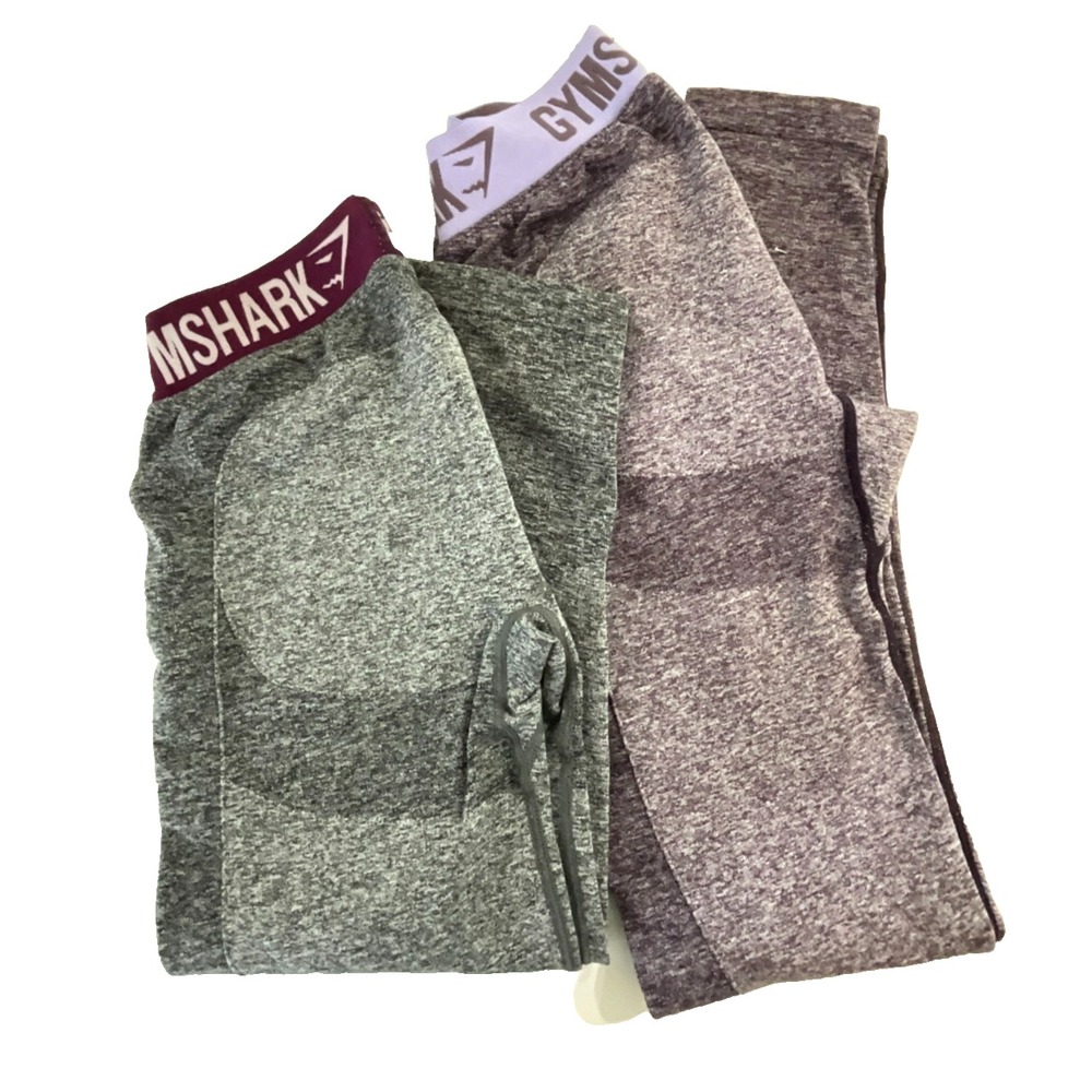 Gymshark Lot of 2 Leggings Activewear Athleisure Yoga Purple Gray Women Size S